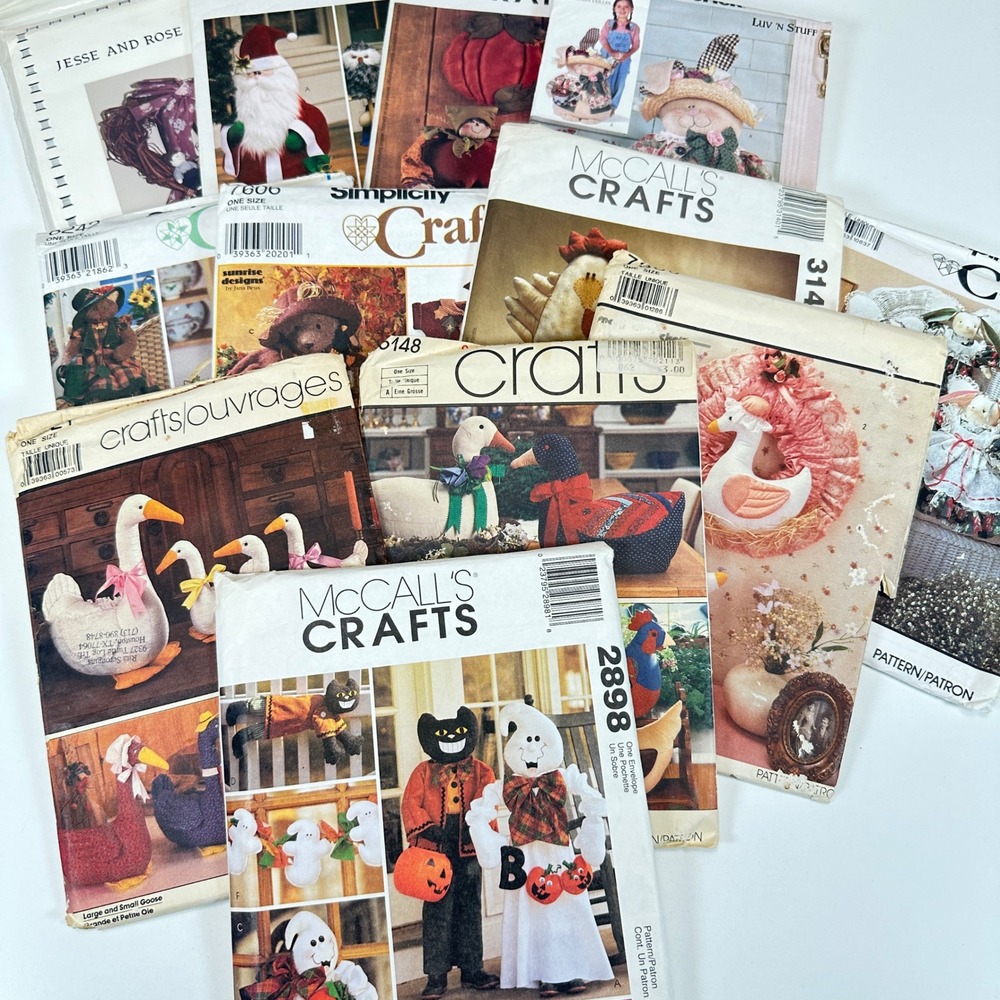 VTG LOT of 13 Craft Sewing Patterns McCalls Simplicity Butterick Holiday Animals
